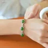Bangle Natural Open 925 Sterling Silver Armband Inlaid Green Oval Hetian Jade Temperament Ladies Jewelles Bangles Ladies 'Gift