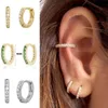 Stud 4 Pcs/bag Simple Piercing Helix Cartilage Small Mini Blue Hoop Earrings Rainbow Crystal Golden Huggie Hoops Set Circle Earring