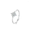 Pierścienie klastra S925 Sterling Silver Prosty spersonalizowany płatek śniegu błyszczący diamentowy pierścionek damski elegancki i słodki cienki