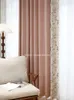 Cortina Velvet Rosa Impressão Costura espessada cortinas de blecaute para quarto Varanda da janela francesa Customizada