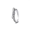 Anelli a grappolo 925 Sterling Silver Clear Cz per donne scintillanti classici ad anello di prua molle di gioielleria Bague Femme