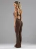 2024 Zomer dames slanke heuphefpak u nek sexy backless mouwloze wijd uitlopende broek activiteit sport yoga slijtage 240410