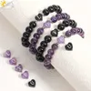 Perlen 26 Buchstabe A-Z Innorientiert herzförmige Kristallarmband Real Natursteinperlen Amethyst Obsidian Sodalit für Liebhaber H283