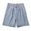 Sommer Herren Baggy Straight Denim Shorts koreanische Mode -Fashion Casual Lose Short Jeans Männlich hellblau Schwarz 240412
