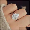 Bandringar vintage stil päronform förlovningsring sie färg promise bröllop trender fancy cubic zirconia smycken födelsedagspresent drop otqti