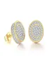 European Hip Hop Stud örhängen Full Diamond 3A Zircon Microinlaid Goldplated Men039s Earrings Hipster Accessories Whose4338718