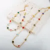 Kettingen Jinhui kleurrijke kubieke zirkonia roestvrijstalen ketting ketting voor vrouwen trendy 12 geboortesteen kristallen kraag ketting sieraden nieuw