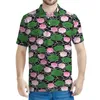 Herren Polos Blumenblatt Lotus Muster Polo-Hemden Männer 3d gedruckt florales T-Shirt Casual Street Button T-Shirt Sommer Revers Short-Ärmel