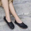 Scarpe casual primaverili autunno femminile flat slip-on slip-bass boccia retrò in pelle singola