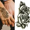 Transfert de tatouage tatouage temporaire noir Double Rose Faux d'art corporel Autocollant imperméable pour femmes 240426