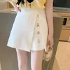 Saias de estilo coreano de primavera verão Mini saia com decoração de alta cintura