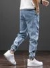 Jeans masculin plus taille 8xlspring jeans cargo de cargaison masculine de la mode de la rue pantalon denim