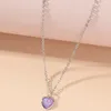 Hot Selling Fresh and Sweet Purple Love Pendant med diamanthalsband utsökt tunn kedjedalentins dag gåva