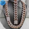 Hip Hop Rapper Cuban Chain 925 Silver 25mm Wide Rows VVS Moissanite Full Iced Out Link Necklace LT97