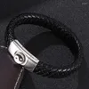 Charm Bracelets Trendy Männer Frauen Taoismus Tai Chi Yin Yang Gossip Leder Armband Stahl Magnetische Schnalle Handgelenksgeschenke Fr0313