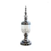 花瓶ヨーロッパのレトロガラスジャーカンディーポットティーキャディベースミニマリストストレージジャーコメチックコンテナヴィンテージホーム装飾