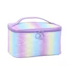 Ins populaire kleurrijke liefde cosmetische tas set paarse gradiënt liefde regenboog draagbare toiletiekop opbergzak