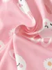 Mädchenkleider kleiner Kaninchenabdruck mit rosa Bow süße und modische Baby -Mädchen lässig Kleid D240425