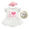 Robes de fille nouveau-né bébé Bodys de Bodys Bildy Girls Princess Robe Baby Baptême Baptême Bobe Party Mariage 0-3 3-6 6-9 mois Bodys D240425