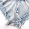 Shorts femininos 2023 Summer New Women Shorts Jeans Sexy Cantura High Tassel Jeans Scuros Blue S-xxl Y240425