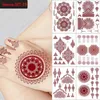 Tattoo Transfer 6pcs/Lot Henna Instant Stattos for Hand Tattoos for Women Brown Henna Tattoo Art Maroon Tattoo Hena 240426