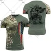 Tactical T-shirts American fitness enthusiast mens T-shirt camouflage retro sports T-shirt 3D skull print T-shirt tactical T-shirt 240426