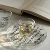 Kubki w stylu chińskiego kubka bambusowe filiżanki herbaty zestawy domowe przezroczyste szklane szklane małe płyty kawy i uchwyty na filiżanki