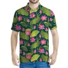 Herren Polos Blumenblatt Lotus Muster Polo-Hemden Männer 3d gedruckt florales T-Shirt Casual Street Button T-Shirt Sommer Revers Short-Ärmel