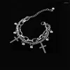 Bracelets de link Chain Tassel Tassel Cross redonda Pulseira de charme de contas para homens Party Party Wedding Casal Jewelry Gift SL401