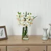 Decorative Flowers Orchid Artificial Flower Arrangement With Vase White