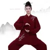 Ethnic Clothing 2024 Chinese Traditional Tai Chi Wushu Uniform Flower Embroidery Kungfu Sport Training Morning Exercise Walking Martial Arts