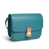 Sac 2024 Spring Summer Peacock Blue Tofu Fashion Simple One épaule messager Small Square Haze