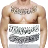 Tattoo Transfer Black Chest Waterproof Temporary Tattoos Sticker Dragon Flower Letter Body Art Lasting Tattoo sticker for Men Women Large Tattoo 240427