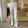 Damesjeans Witte split voor vrouwen 2024 Vintage High Tailleed Wide Leg broek Streetwear Zomer Koreaanse chic gescheurde moeder zachte denim