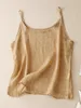 Women's Tanks Linen Small Halter Summer Thin Breathable Pure Color Simple Sleeveless Vest Loose Cotton Blouse