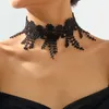 Colar de renda preta minimalista de fios Chain de colar de mulheres góticas elegantes e moda 240424
