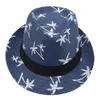 Geniş Memlu Şapkalar Kova Şapkaları Klasik Siyah Şerit Dekorasyon Str Fedora Hat İlkbahar/Yaz Tatil Plajı Panama Şapka Kadın Şapkası Hindistan Ağacı Seyahat Deseni C J240425