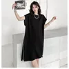 Casual Dresses Dark Style Sidos Zipper Design ärmlös t-shirt för kvinnor Vintage Y2K High Street Loose Slim Dress Ropa de Mujer