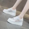 أحذية غير رسمية Fujin 8cm Air Mesh Cow Platform أصلية منصة جلدية إسفين حذاء حذاء كتناف جوفاء الصيف النساء الفلكنة تنفس الكعب الخفي الخفي
