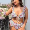 Nouveau maillot de bain en bikini de taille plus avec de jolies fioritures florales et à lacer pour les femmes