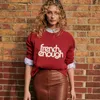 Kvinnors hoodies kvinnor hjärtformad tryckt tröja bomull Lös o-hals långärmad kvinnlig Terry Pullover Autumn