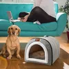 Carriers de gatos Cajas Casas de gato suave Ratio de dormitorio profundo Dog Cat Winter House Mattet Detachable Mates Semi Cerrada Pet Tent Usada para suministros de gatos y cachorros 240426