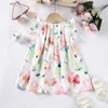 소녀의 드레스 새로운 여자 아기 캐주얼 꽃 패턴 어린이 여름 의류 키홀 드레스 드리프 트림 주름 드레스 저렴한 직접 Salel2404