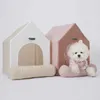 4OYU Carriers Crates Houses Princess Luxury Residence Teddy Bear Schnauzer Dog Cat Puppy Kitty Indoor Fluffy Warm and Comfortable Kennel Pet House Tent 240426