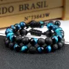 Beaded 8mm Mens Bracelet Black Lava Bead Tiger Eye Adjustable Woven Rope Couple Distance Female Yoga Therapy Jewelry