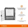 Kedi Taşıyıcılar Kasaları Evler Katlanabilir Metal Tel Köpek Kafesi Tepsiyle Dayanıklı Köpek Evi 48 x 30 x 32.5 inç Çift Kapı Siyah Köpek Kafesi 240426
