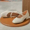 Scarpe casual Plus size Pearl Elegante Mary Janes Cuci pesanti con leisure Solid Zapatos Mujer Slip su punta rotonda bassa chaussures femme