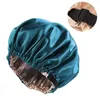 Ny satinhårmössa för att sova osynligt platt imitation Silk Round Haircare Women Headwear Ceremony Justering Button Night Hat