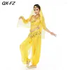 Scenkläder 3st kvinnors magdansdräkt set bollywood topp harem byxor huvud halsduk dansa outfit oriental magdance