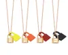 Top quality 316L Titanium steel H letter hanging black red orange yellow leather lock necklace couple necklace Christmas gift4866831